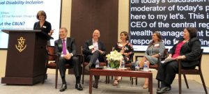 Panelists Mac MacLellan, Mitch Manassa, Sarah Helm & Jennifer Greer discuss Disability In Business at Northern Trust in July 2018